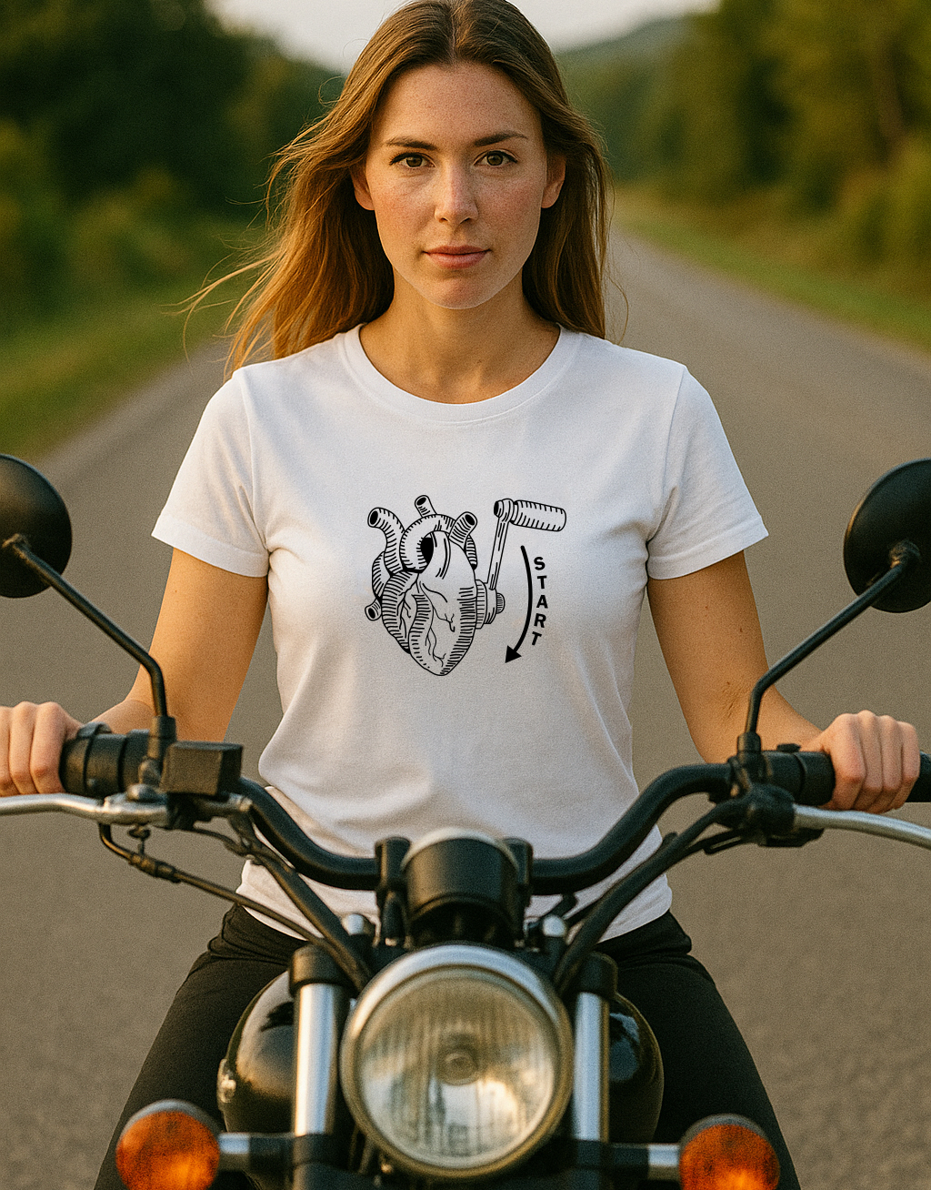 Dámské tričko s potiskem Motorcycle heart